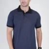 Men Solid Polo Neck Pure Cotton Black T-Shirt
